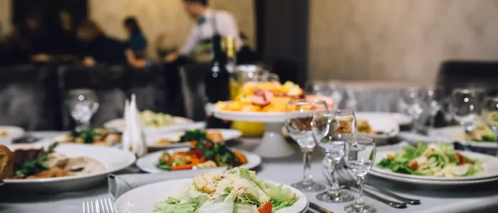 Food on dining table