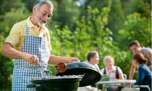 Man grilling steak