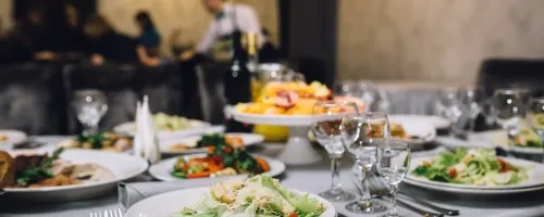 Food on dining table