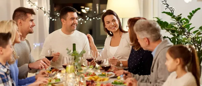 Family eating Holiday dinner