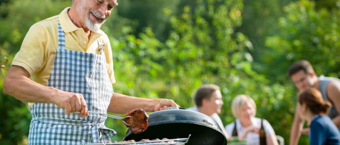 Man grilling steak