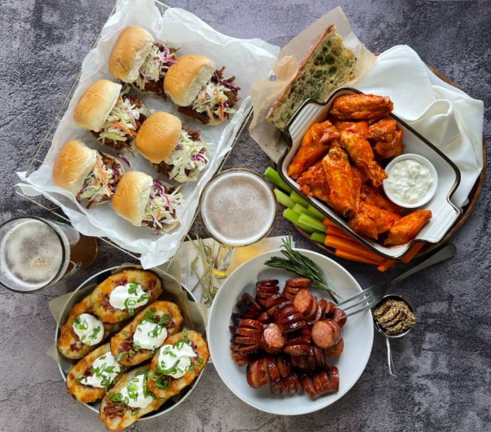 sliders wings and potato skins