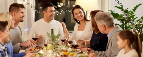 Family eating Holiday dinner