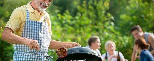 Man grilling steak