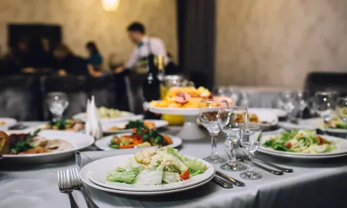 Food on dining table